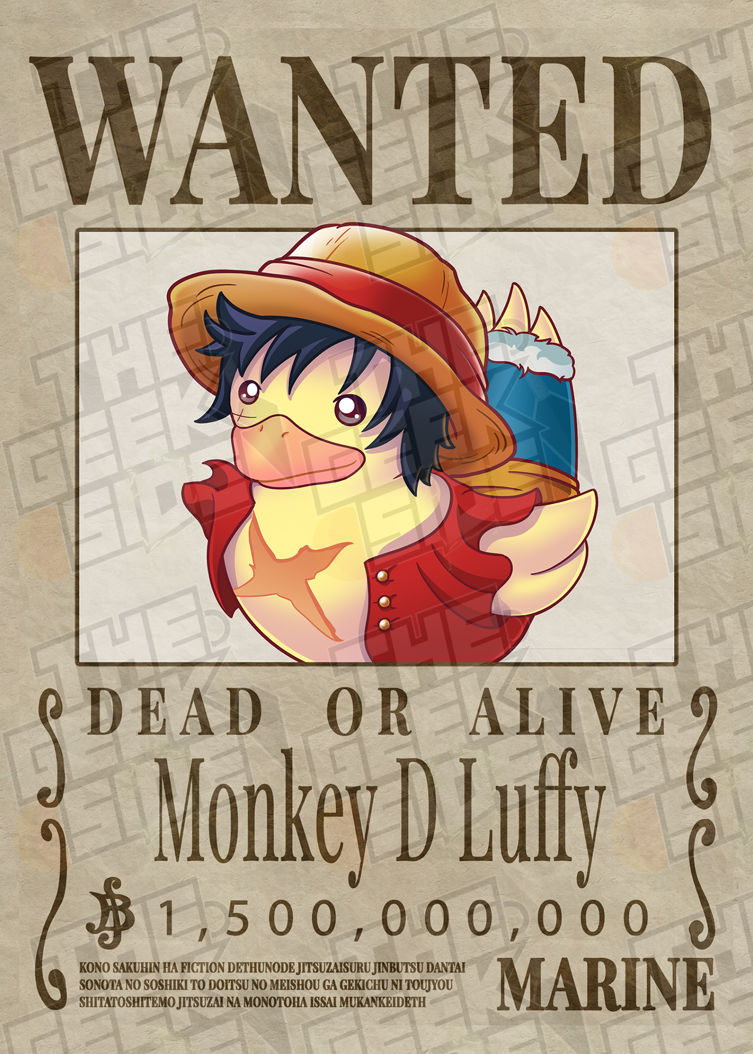 One Piece anime Wanted Poster - Monkey D. Luffy Bounty official