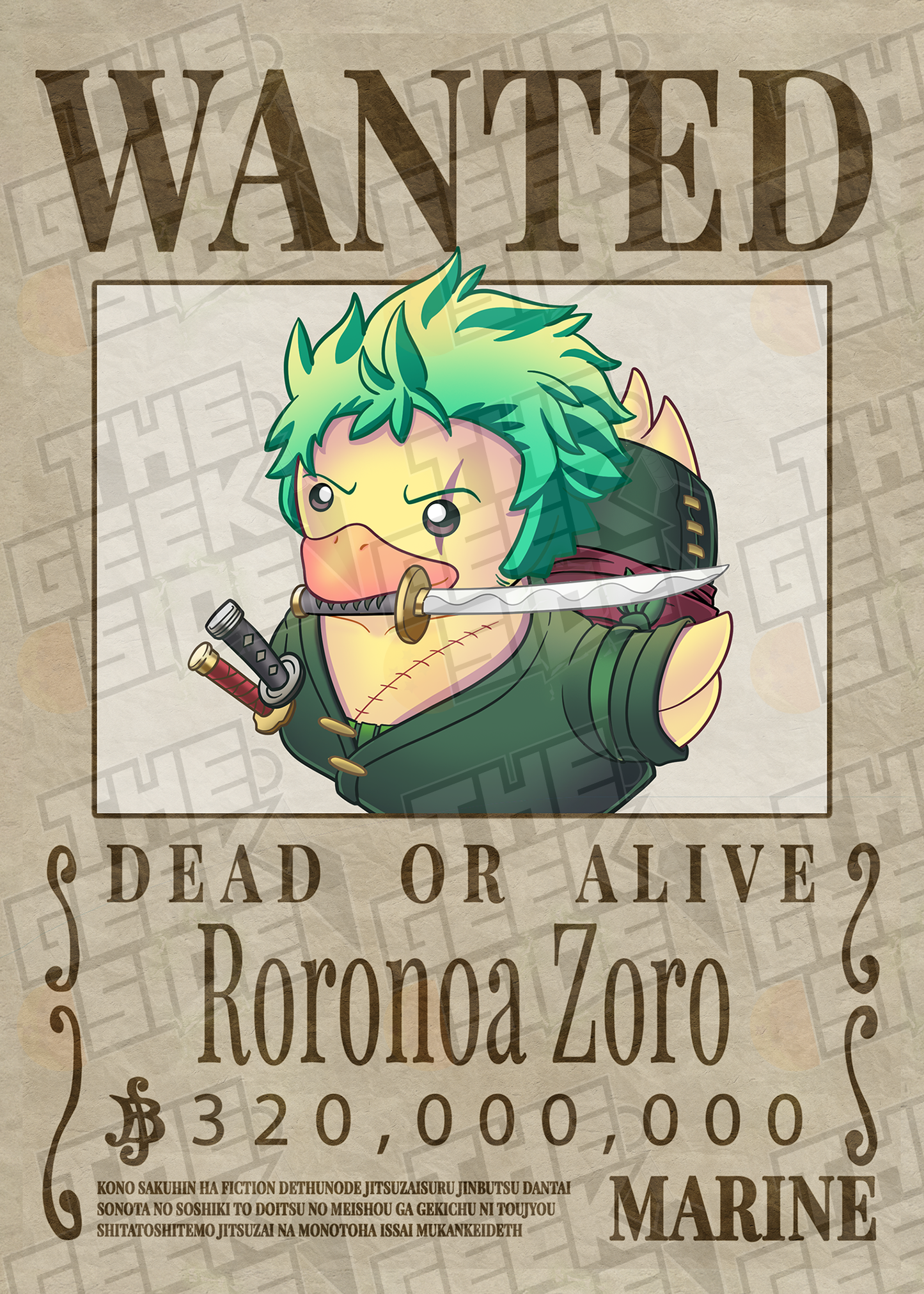 Ducky Zoro Wanted Poster